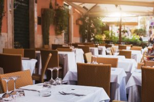pizzeria in Rome, terrace of italian restaurant
